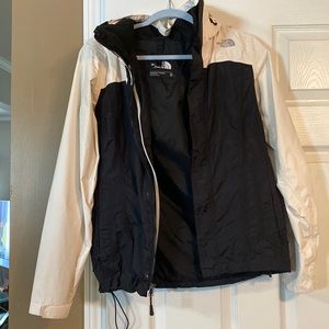 Black and White northface rain coat. Womens xs
